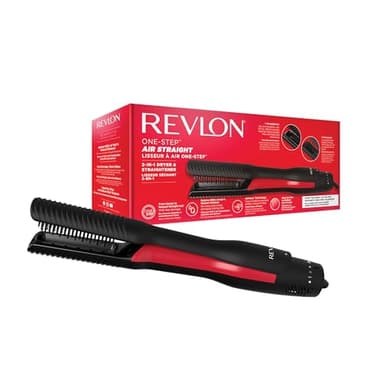 Revlon One-Step Air Straight Secador y Alisador de aire 2-en-1 || Para secar y alisar con aire caliente sin calor extremo, dientes y placas calefactables infundidas con aceite de Argán || RVDR5330E