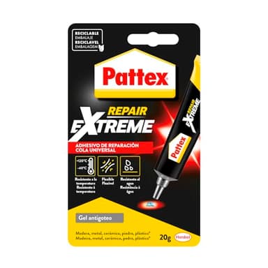 Pattex Repair Extreme, pegamento multiusos que no contrae, pegamento resistente a las vibraciones, pegamento extrafuerte para interiores y exteriores, 1 x 20 g, tubo