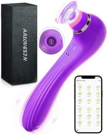 ARLOVESIN Vibradorador mujer juguetes eróticos,9 * 9 modo pro 2 succionador clítoris vibradorador mujer original APP Consoladores...para Mujer con Vibracion,Juguetes Sexuales manos (violeta-2)