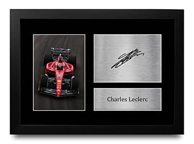 HWC Trading FR A4 Charles Leclerc Formula 1 Los Regalos Imprimieron La Imagen Firmada Del Autógrafo Para Los Fanáticos De Las Carreras De La Fórmula 1 De F1 - A4 Framed