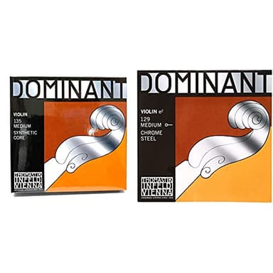 Dominant CDJ Juego de Cuerdas para Violin, 4/4 + Thomastik Cuerda suelta para 4/4 violín Dominantcuerda Mi acero cromo, mediana, bola