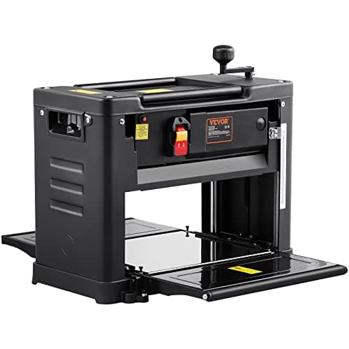 VEVOR Cepilladora de Sobremesa 1 Velocidad Cepilladora Eléctrica 13" de Ancho Regruesadora Cepilladora 2 Cuchillas Motor Potente de 15 Amperios y 1800 W Bajo Nivel de Ruido para Madera Dura y Blanda