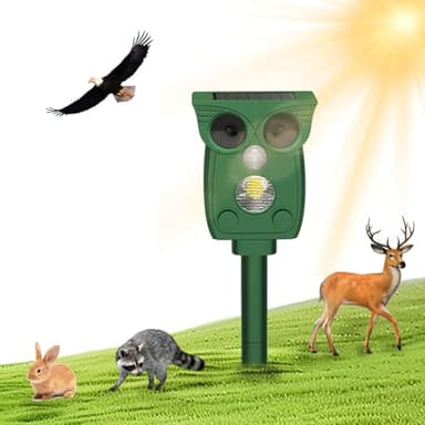 Ahuyentador ultrasónico de animales, Ultrasonidos y LED Intermitentes, Dispositivo Ahuyentador de animales Potente, Ahuyentador de Gatos, Perros, Roedores, Pájaros, Jabalíes, etc. Alcance de 10 Metros