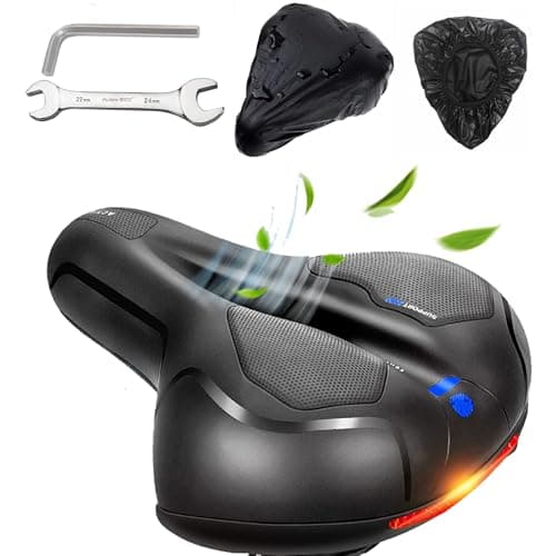 Qcdou Sillín Bicicleta, Sillín de Bicicleta para Hombre y Mujer ergonómico con Espuma y Gel, Asiento de Bicicleta Antiprostatico Cómodo y Transpirable, para Bicicleta de Montaña/Urbana/Senderismo