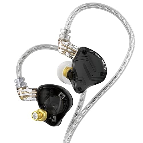 KZ ZS10 Pro X In Ear Monitor, 4BA+1DD Auriculares híbridos HiFi con Monitor de oído, Auriculares con Cable con Cable de 2 Pines de 0,75 mm para audiófilos (X Negro, sin micrófono)