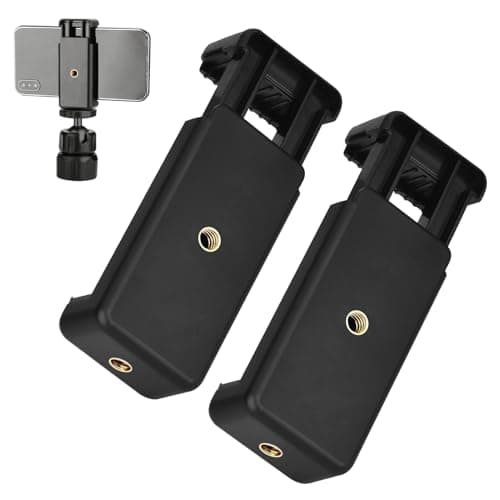 2 Piezas Soporte Universal Adaptador para Teléfono Móvil con Abrazadera Ajustable, con 1/4"Agujero de Tornillo, Utilizado en Trípode/Selfie Palo para Fotografía Phone/Samsung/Monopod Selfie Stick