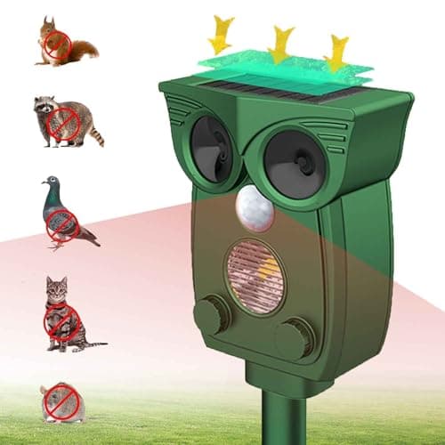 Repelente de Gatos, ahuyentador de pájaros, disuasión Solar ultrasónico, Parada de Animales, Gatos, Ratas, Perros, pájaros, Zorros y Otros, Repelente al Aire Libre para Animales con LED Intermitentes