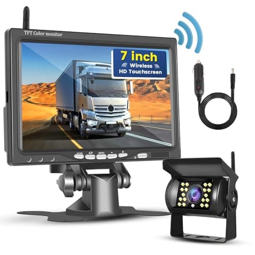 Hikity Cámara Trasera para Coche Inalámbrica Kit de Monitorización 7 Pulgadas, Cámara de Marcha Atrás Monitor IPS, Cámara Aparcamiento Coche IP68 Visión Nocturna para RV SUV Camion