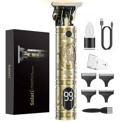 Maquina de Cortar Pelo Hombre, Maquina de Afeitar Hombre Eléctrica con LED Cortapelos Recortar Barba Sin Cable Maquinilla de Afeitar Cortar Pelo Para el Hogar y el Salón