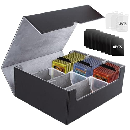 ECOSEAO Caja de Cartas para MTG, Card Deck Box para 1800+ Cartas, Caja Cartas Magic de PU, Cajas de Almacenamiento de Tarjetas Coleccionables, Deck Box para TCG Yu-Gi-Oh! Cards(Negro-gris)