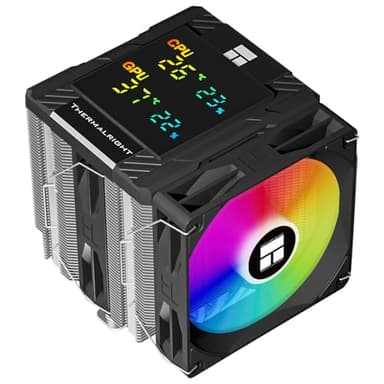 Thermalright Peerless Assassin 120 Digital ARGB Black - Refrigerador de CPU con doble torre y ventiladores dobles, cubierta de pantalla digital para AM4/AM5, Intel LGA1851/1700/115X/1200
