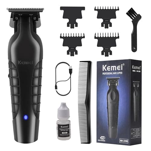 Kemei 2299 Recortadora de Pelo Profesional para Hombres,Recortadora Eléctrica de Pelo, T-Blade de Cero Espacio, Kit de Corte de Pelo de Barbero Inalámbrico,Geschenke zum Vatertag
