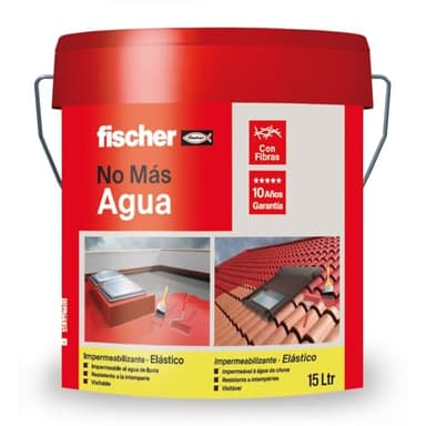 fischer - Pintura Impermeabilizante con Fibras | Resistente al Agua y Exteriores | Protección Elástica y Antideslizante | Ideal para Terrazas y Techos | 15L (Cubo 20kg) | Blanco
