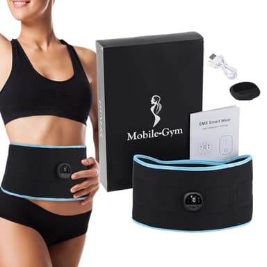 Cinturón de tóner AB - Estimulador Muscular con 8 Modos, 19 Niveles de Intensidad | Entrenador eléctrico para ABS, Parche de Controlador de Silicona, tonificación Muscular y Entrenamiento Domicilio
