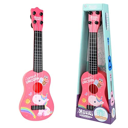 42 cm Ukelele Soprano, Ukelele Soprano para Principiantes Ukulele Guitarra Musical Instrumento De Ukelele De Juguete con 4 Cuerdas Ajustables, Mini Guitarra y Púas para Juego Educativo Temprano