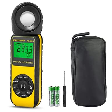 Medidor de Lux Digital Fotómetros AP-881D Medidor Iluminación 0~400,000Lux Medidor de Luz Portátil con Retención de Datos+Luz de Fondo+Selección Lux/FC+Valor Relativo ISO,ROHS,GMC Aprobado