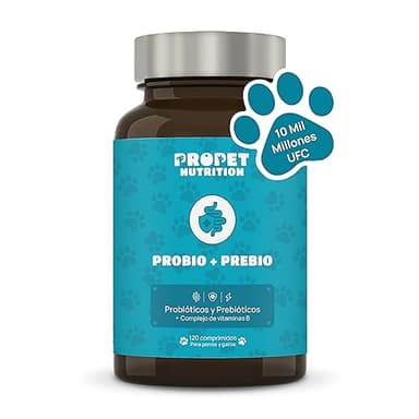 Probioticos Perros 10 Mil Millones UFC. Prebióticos y Vitamina B Complex. 11 Cepas Óptima Salud Intestinal. Refuerza Bienestar Gastrointestinal Perros. 100% Natural. 120 Comprimidos