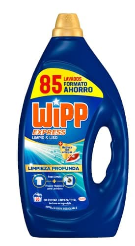 Wipp Express Detergente Líquido Limpio y Liso para lavadora (85 lavados), detergente líquido para lavadora para una limpieza profunda, jabón para ropa