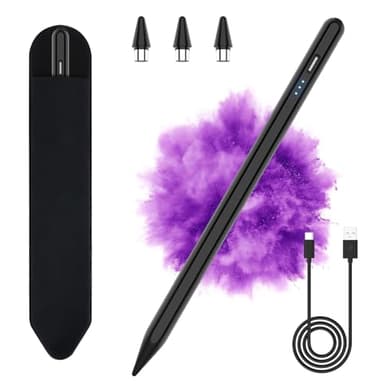 Lapiz para Tablet con Alta Precisión y Sensibilidad de Inclinación, Stylus Pen Compatible con Samsung, Lenovo, Xiaomi, Huawei Tablet y Teléfonos, Lápiz Universal con 3 Puntas de Repuesto(Negro)