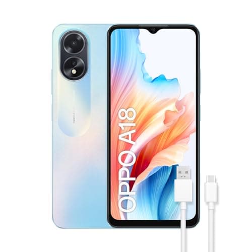OPPO A18 - Smartphone Libre, 4GB+128GB, Pantalla HD+LCD 6.6", Cámara 8+2+5MP, Android, Batería 5000mAh, Carga 10W – Azul