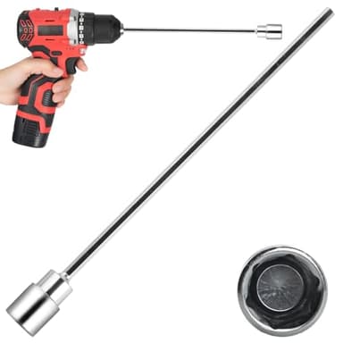 Manivela para Taladro Eléctrico, Extensión de Manivela para Soportes de Caravana, Autocaravanas, Vehículos Móviles, Caballetes de Coche, Longitud 30cm, Casquillo de 19mm.