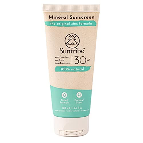 Crema Solar Mineral Natural FPS 30 Suntribe - 100 ml, Tinte, Ecológica - 100% Natural & Segura para Arrecifes - Óxido de Zinc no Nano - Resistente al agua
