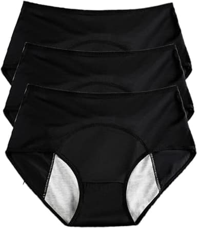 Bragas para fuga orinaria para mujer, lavable, 3 bragas para incontinencia para mujer, bragas menstruales lavables para mujer, bragas mensuales de talle alto para el ciclo menstrual,3XL