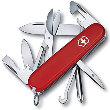Victorinox Super Tinker, Navaja multiusos suiza con 14 funciones, incluyendo tijeras y destornillador Phillips, de color rojo B1