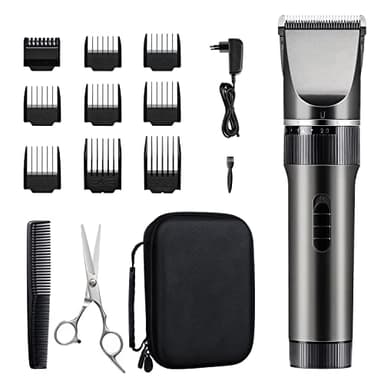 Maquina de Cortar Pelo Profesional Inalámbrica con Cepillo de Cerámica, Baja Vibración, Caja de Almacenamiento, Batería de2000mAh, 8 Peines Guía (3-28mm) para Hombres y Profesionales