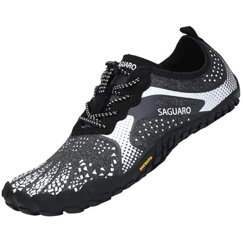 SAGUARO Zapatos Barefoot Hombre Zapatillas Minimalistas Mujer Calzado Trail Running Blanco 39