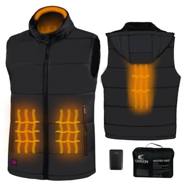 Chaleco calefactor para hombre mujer, chaqueta calefactada con banco de energía 10000mAh 7.4V, 3 temperatura ajustables, chaleco chaqueta calefactable.