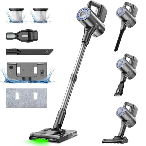 VersLife Aspiradora sin Cable con Mopa, S7 Plus 40Kpa, Aspira y Friega 2 en 1, Aspirador Escoba sin Cable y Fregasuelos con Luz Verde, Ideal para Cualquier Superficie y Pelos de Mascotas