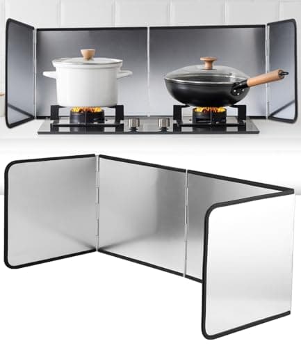 Protector Salpicaduras Cocina Protector Pared Antisalpicaduras Cocina 4 Lados Plegable Protección Antisalpicaduras Pantallas protector encimera cocina para Cocinas a Gas y Sartén 76x29x30cm