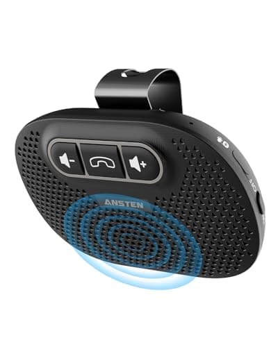ANSTEN Manos Libres Coche Bluetooth 5.0 Micrófono Incorporado, Bluetooth Coche Parrot Manos Libres para Coche se Puede Utilizar para GPS, Música, Llamadas, iOS Siri y Asistente de Voz