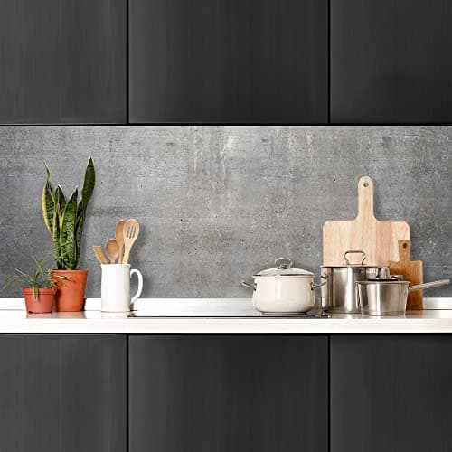 Panel protector antisalpicaduras cocina adhesivo de pared efecto cemento 180 x 60 cm 100% made in Italy con tinta no tòxica, ignìfuga y resistente al agua