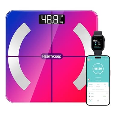 Báscula Grasa Corporal Báscula de Baño Wireless Báscula Baño Digital Analizar Más de 13 Funciones, Monitores de Composición Corporal Máximo 180kg para Andriod y ios