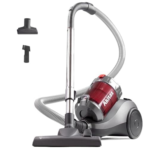 Akitas 800W Potente aspiradora sin Bolsa de Trineo, aspiradora con Cable, para Polvo, Suelos Duros y alfombras, con Cabezal de Cepillo 2 en 1 Wessel de Alemania
