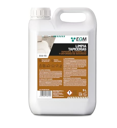 EQM - ECO-113 - Limpia Tapicerías Coche Profesional - 5L - Tela, Cuero y Alcantara - Elimina Manchas y Malos olores - Ideal para alfombras, tapicerías, moquetas, Cinturones de Seguridad