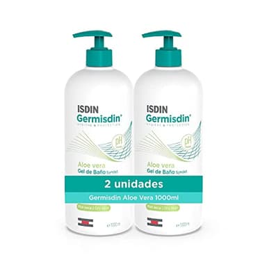 ISDIN Germisdin Aloe Vera Higiene Corporal de Uso Diario Gel de Baño Syndet con Aloe Vera Recomendado para Piel Seca o con Tendencia al Picor,1 L (Paquete de 2)