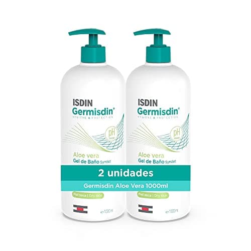 ISDIN Germisdin Aloe Vera Higiene Corporal de Uso Diario Gel de Baño Syndet con Aloe Vera Recomendado para Piel Seca o con Tendencia al Picor,1 L (Paquete de 2)