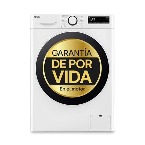 LG F2WR5S08A0W - Lavadora Inteligente, 8kg, AI Direct Drive, 1200rpm, Carga Frontal, Algodón Turbo, Vapor Steam, Fondo Reducido, Clasificación A, Serie 500, Blanco