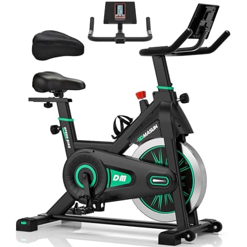 Bicicleta Estatica, Bici Estatica Profesional DMASUN, con Pantalla LCD y Portavasos, Ejercicio Silencioso Seguro, Cómodo Cojín Del Asiento, Capacidad 160 kg (Funda Sillin Bicicleta Estatica Incluida)