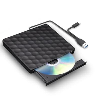XIAOXIN Unidades DVD/CD Externa, USB 3.0 y Type C portátil CD DVD +/- RW Grabadora de Reproductor Externo para PC Laptop MacBook, Compatible con Windows/7/8/10/XP/Linux/MacOS