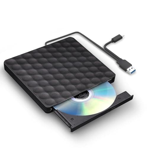 XIAOXIN Unidades DVD/CD Externa, USB 3.0 y Type C portátil CD DVD +/- RW Grabadora de Reproductor Externo para PC Laptop MacBook, Compatible con Windows/7/8/10/XP/Linux/MacOS