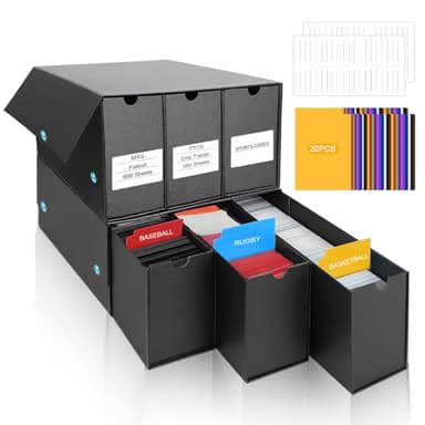 HIMOMO Mtg Caja Cartas, Para 4000+ Cartas,Magnetic Caja Cartas Magic Con 20 Card Dividers Para Cartas De Yugioh, Mtg (Negro)