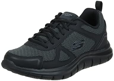 Skechers Track Bucolo, Zapatillas de Running Hombre, Black Leather/Mesh/Trim, 43 EU
