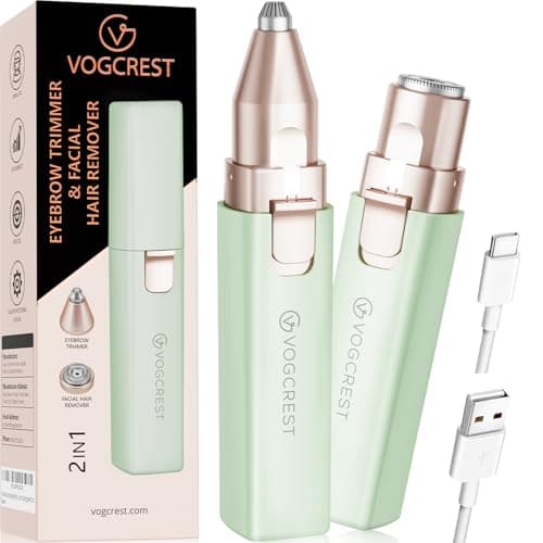 Removedor de vello facial y cejas para mujeres: Afeitadora eléctrica 2 en 1 para el rostro y recortadora de cejas - Removedor de vello facial y corporal recargable para mujeres con luz LED