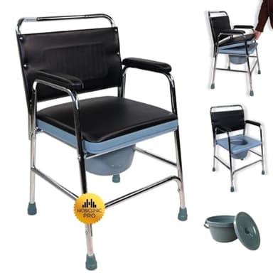 Mobiclinic, Velero, Silla wc inodoro adultos, Acolchada, Tapa, Conteras antideslizantes, Acero, Marca española, Asiento y reposabrazos acolchados, Bidet incorporado, Personas mayores, Portátil