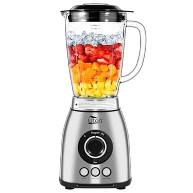 Uten Batidora de Vaso 2L, 1800 W de Licuadora para Batidos, 3 Programas Preestablecidos y 18 Velocidades, Carcasa de Acero Inoxidable, Cuchilla de 6 Hojas, para Hielo Triturado Granos de Cafe Molido