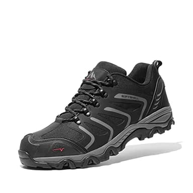NORTIV 8 Zapatos de Senderismo Impermeables para Hombre, Zapatos de Senderismo al Aire Libre, Ligeros, de caña Baja, para Senderismo y Acampada,Size 44,Negro/Oscuro/Gris,160448_Low-E